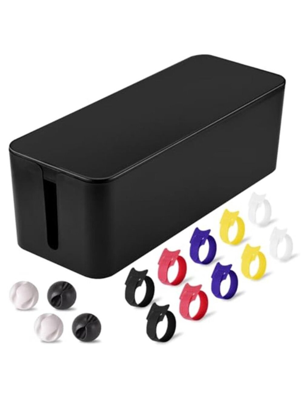 Cable Management Box Cord Organizer Power Strip Wire Storage Box Black Large